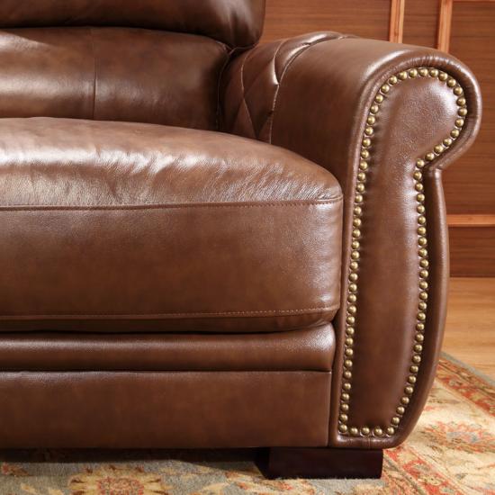 American light luxury leather art sofa top layer cowhide three-person creative retro living room furniture