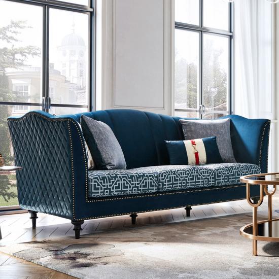 Chesterfield Luxury Blue Comfortable Velvet Tufted Sofas