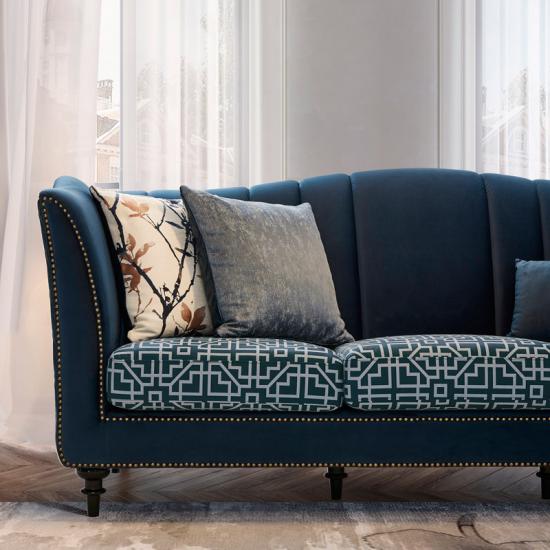 Chesterfield Luxury Blue Comfortable Velvet Tufted Sofas
