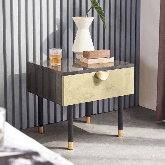 Nordic style night stand with gold leg