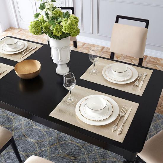 LINSY meracan Style Black Dinig Table Set Meja Makan EK1R-A