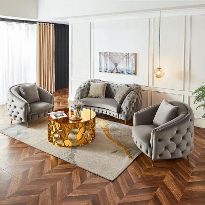 Gray Gold Living Room Velvet Sofas