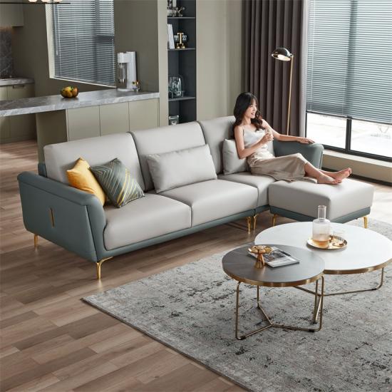 L Shaped Modular Luxury Technology Uspholstry Fabric Sofa