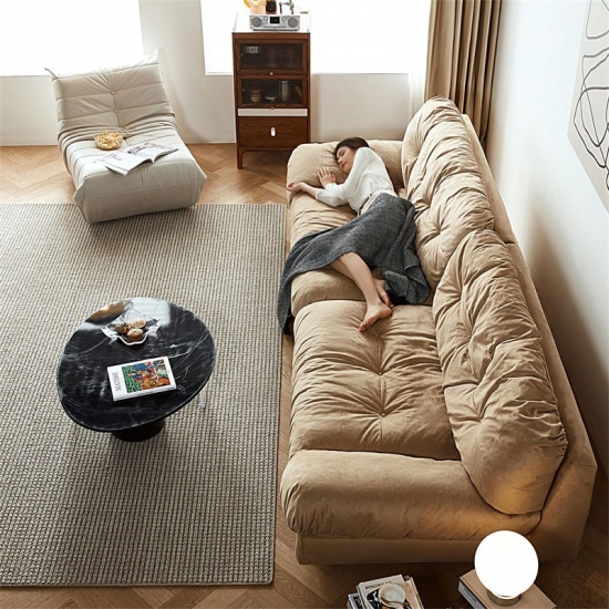 LINSY tempat tidur sofa sandaran tangan coklat besar yang nyaman dan lembut TBS009
