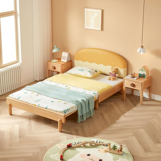 Modern Children Bed with Wood Frame