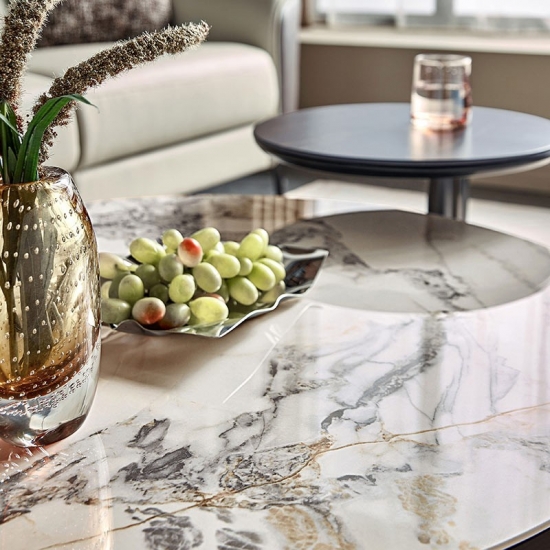 Modern Round Coffee Table with Marble