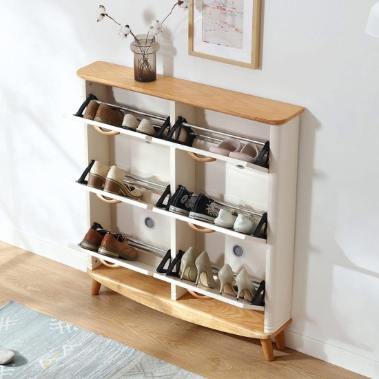 Modern Wood Shoe Chest Cabinet for Living Room