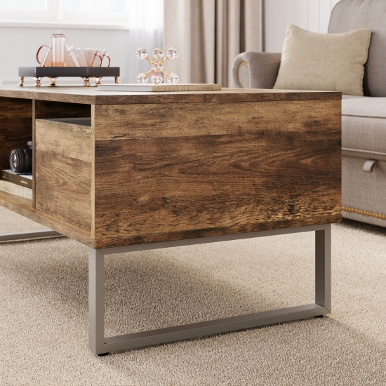 Rectangle Wood Coffee Table with Drawers