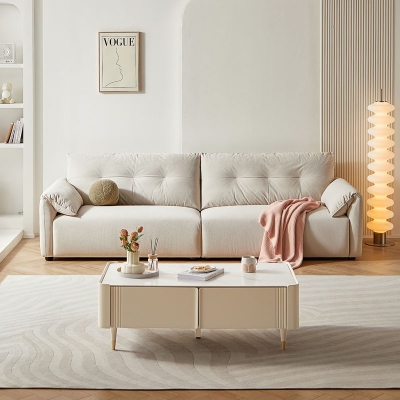 Modern Wood Sofa with Fabric