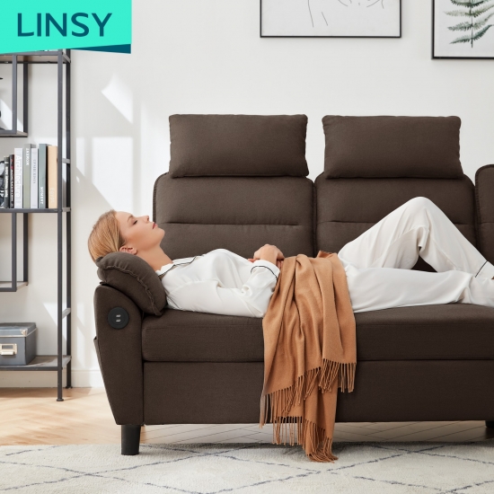 LINSY Reversible Sectional Sofa Couch, L-Shaped 3-Seat Couch with USB Charging Station for Small Space, Teal