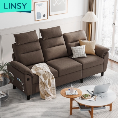 LINSY Reversible Sectional Sofa Couch, L-Shaped 3-Seat Couch with USB Charging Station for Small Space, Teal