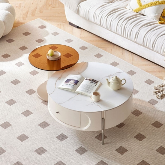 White Color Round Coffee Table