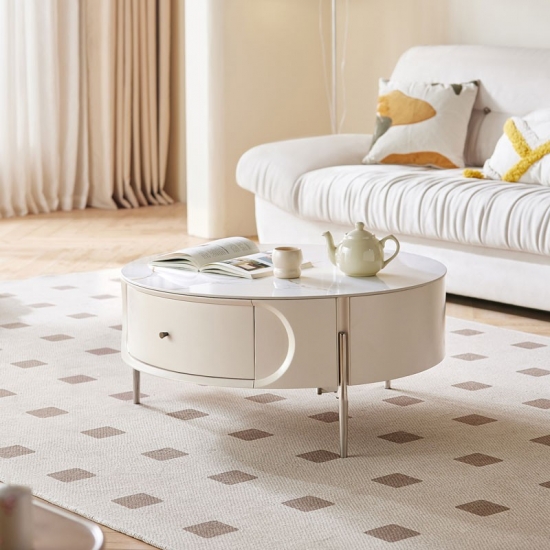 White Color Round Coffee Table