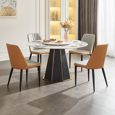 Modern Round Dining Table with Turntable