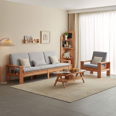 Fabric 1+3 Wood Sofa