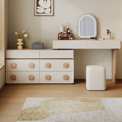 Vanity with Six-Drawer Dresser Storage Solution