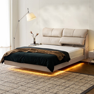 Bedroom Use Beige Color Double Bed