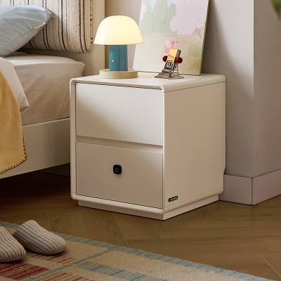 2 Drawers White Color Bedside Table